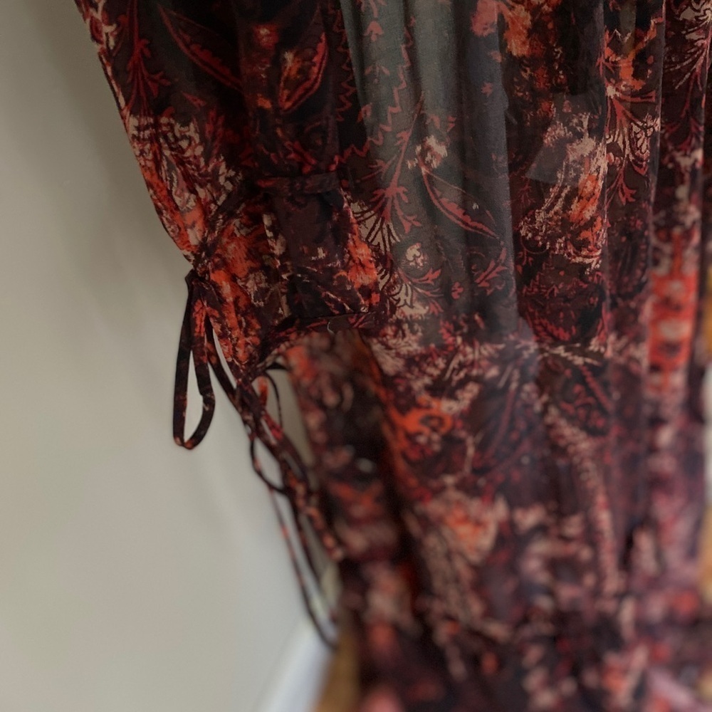 INTERMIX Red and Black Maxi Dress Paisley Transparent Medium - Picture 5 of 9